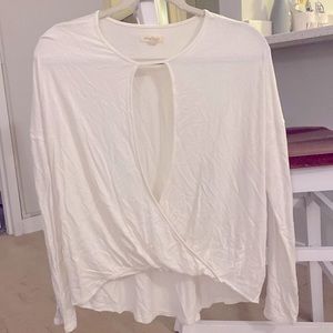 Urban Outfitters White Long sleeve Blouse with Cut out front
